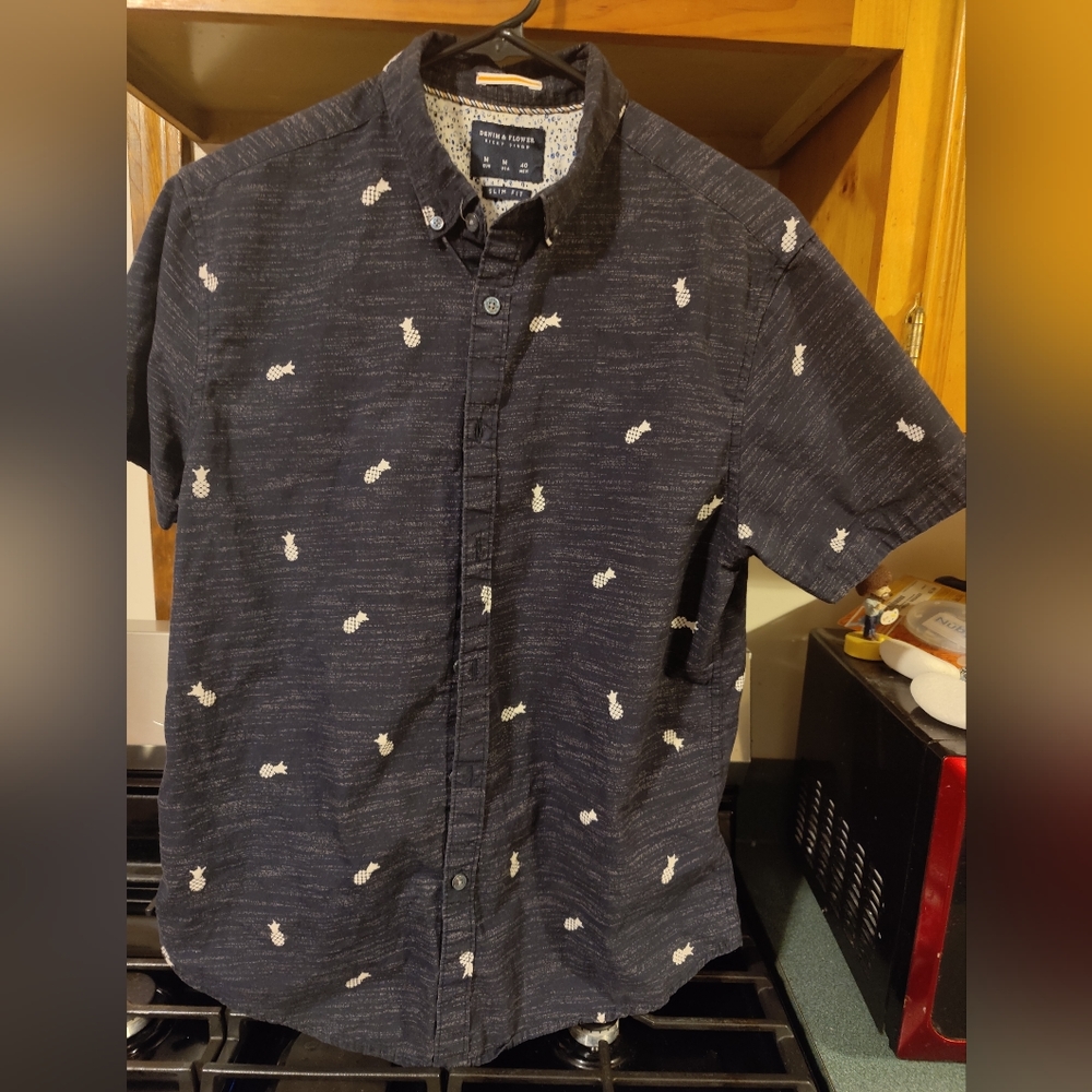 Denim & Flower M Slim Fit Short sleeve button down